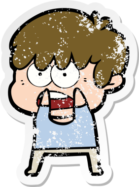 Bir insan tarafından çizilmiş endişeli bir çizgi film çocuğunun sıkıntılı çıkartması.