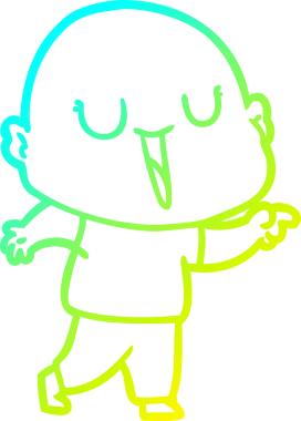 Bir insan tarafından çizilmiş, mutlu, kel bir adamın çizdiği soğuk çizgi.