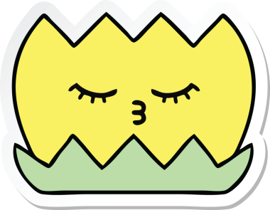 Bir insan tarafından çizilmiş şirin bir nilüfer çiçeğinin çıkartması.