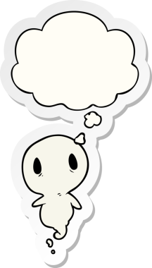 İnsan tarafından çizilmiş bir çıkartma olarak düşünce baloncuğu olan çizgi film hayaleti.