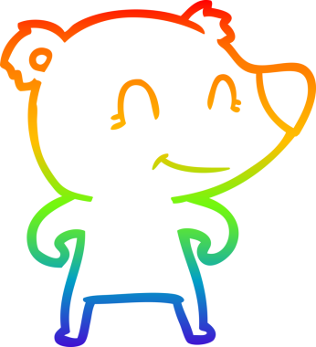 Bir insan tarafından çizilmiş gülümseyen ayı çizgi filmi.