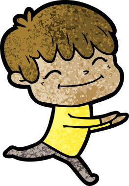 Bir insan tarafından çizilmiş mutlu çocuk çizgi filmi.