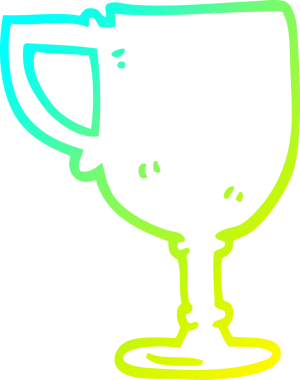 Bir insan tarafından çizilmiş bir altın bardağın soğuk gradyan çizgisi