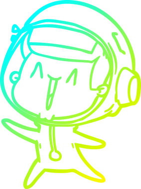 Bir insan tarafından çizilmiş mutlu bir astronotun soğuk çizgi çizimi.