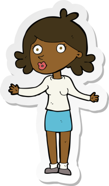 Bir insan tarafından çizilmiş, kafası karışmış bir kadının çıkartması.