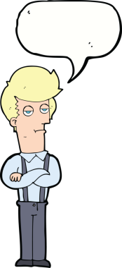 Bir insan tarafından çizilmiş konuşma balonuyla sıkılmış bir adam.