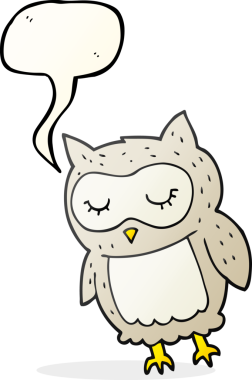 Bir insan tarafından çizilmiş serbest konuşma balonu karikatürü baykuşu