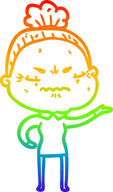 Gökkuşağı gradyan çizgi çizimi bir insan tarafından çizilmiş yaşlı bir kadın tarafından rahatsız edildi