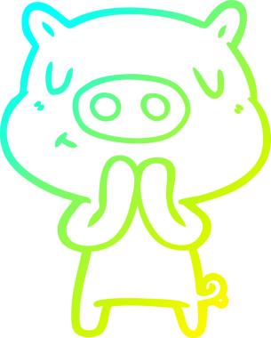 Bir insan tarafından çizilen çizgi film içerikli bir domuzun soğuk çizgi çizimi