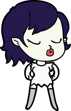 Bir insan tarafından çizilmiş şirin vampir kız çizgi filmi.