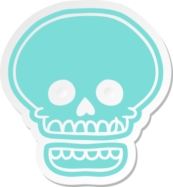 Bir insan tarafından çizilmiş bir kafatası çıkartması.