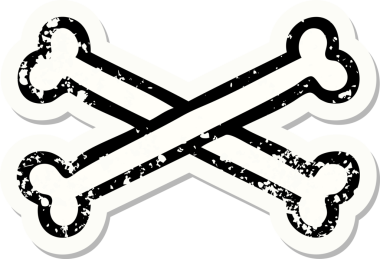 Bir insan tarafından çizilmiş geleneksel çapraz kemik stili dövmesi.