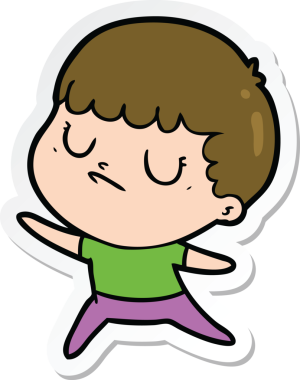 Bir insan tarafından çizilmiş huysuz bir çocuğun çıkartması.