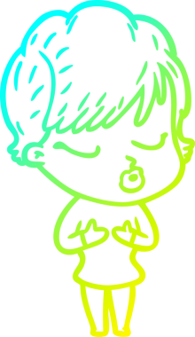 Bir insan tarafından çizilmiş gözleri olan bir karikatür kadın çizimi