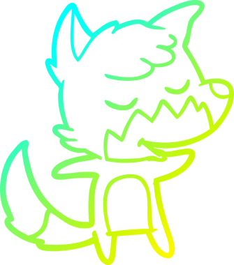 Bir insan tarafından çizilmiş dost canlısı bir tilkinin soğuk çizgi çizimi.