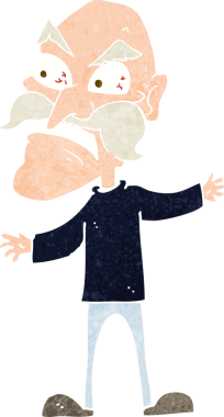 Bir insan tarafından çizilmiş kızgın yaşlı bir adam.