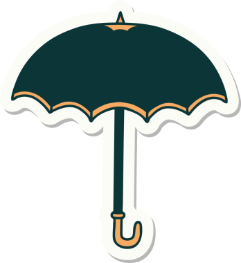 Bir insan tarafından çizilmiş geleneksel bir şemsiye stili dövme çıkartması.