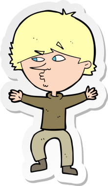 Bir insan tarafından çizilmiş şüpheli bir adamın çıkartması.