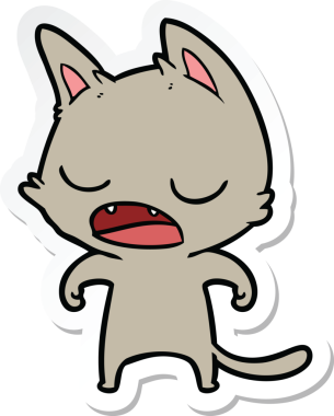 Bir insan tarafından çizilmiş konuşan kedi karikatürü.