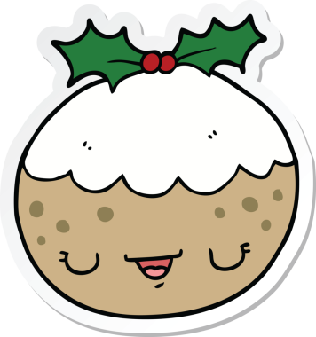 Bir insan tarafından çizilmiş şirin bir noel pudinginin çıkartması.