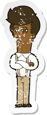 Bir insan tarafından çizilmiş, sıkıntılı bir karikatür çıkartması.