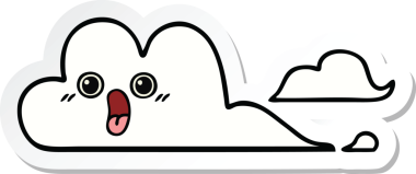 Bir insan tarafından çizilmiş şirin bir karikatür bulutunun çıkartması.