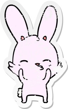 Bir insan tarafından çizilmiş garip sallanan tavşan çizgi filminin sıkıntılı çıkartması.