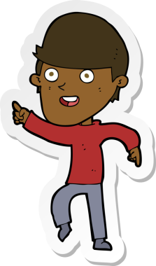 Bir insan tarafından çizilmiş mutlu bir adamın çıkartması.