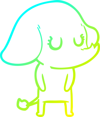 Bir insan tarafından çizilmiş şirin bir filin soğuk gradyan çizgisi