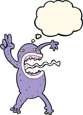 Bir insan tarafından çizilmiş düşünce baloncuğu olan çılgın bir kurbağa.