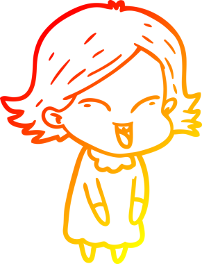 Bir insan tarafından çizilmiş mutlu bir çizgi film kızı çizimi