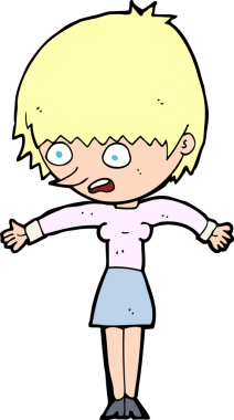 Bir insan tarafından çizilen panikleyen karikatür kadın.