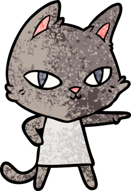 Bir insan tarafından çizilmiş çizgi film kedisi.