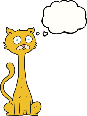 Bir insan tarafından çizilmiş serbest çizim baloncuk çizgi film kedisi.