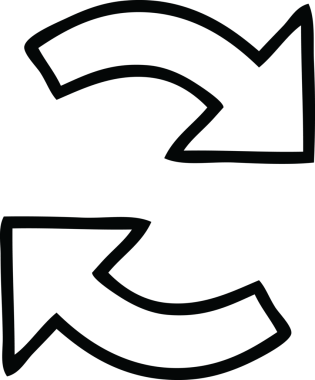 Bir insan tarafından çizilmiş geri dönüşüm oklarının çizgi çizimi