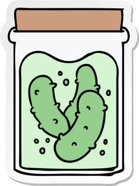 Bir insan tarafından çizilmiş turşu turşusu kavanozu.