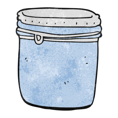 Bir insan tarafından çizilmiş el yapımı karikatür kavanozu.