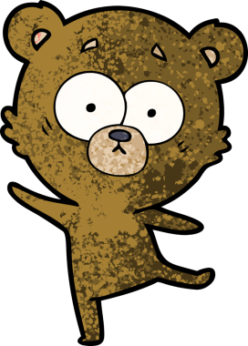 Bir insan tarafından çizilmiş endişeli ayı karikatürü.