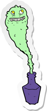 Şişede bir insan tarafından çizilmiş bir karikatür yapıştırması.