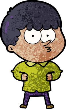 Bir insan tarafından çizilmiş meraklı bir çocuk.