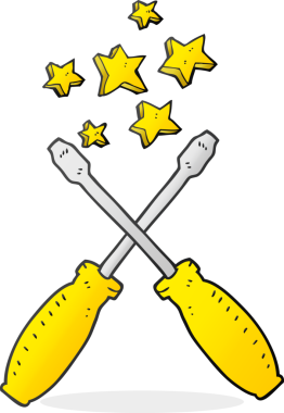 Bir insan tarafından çizilmiş serbest çizim karikatür tornavidaları