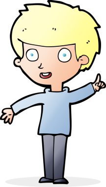 Bir insan tarafından çizilmiş bir fikri olan çizgi film çocuğu.