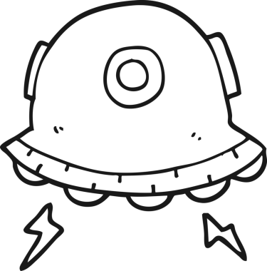 bir insan tarafından çizilmiş UFO çizgi filmi