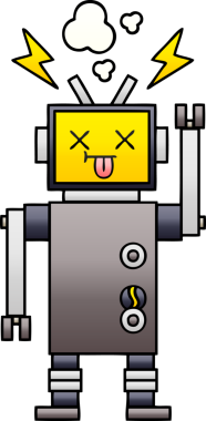 Bir insan tarafından çizilmiş bir robotun gölgelenmiş çizimi