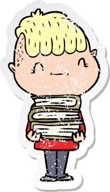 Bir insan tarafından çizilmiş kitapları olan karikatür dostu bir çocuğun sıkıntılı çıkartması.