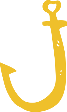 Bir insan tarafından çizilen kancanın düz renk çizimi