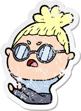 Bir insan tarafından çizilmiş bir karikatürün sıkıntılı çıkartması.