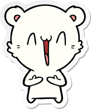 Bir insan tarafından çizilmiş mutlu bir kutup ayısının çıkartması.