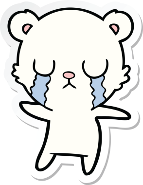 Bir insan tarafından çizilmiş ağlayan kutup ayısının çıkartması.