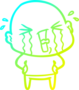 Bir insan tarafından çizilmiş, ağlayan kel bir adamın çizdiği soğuk çizgi.